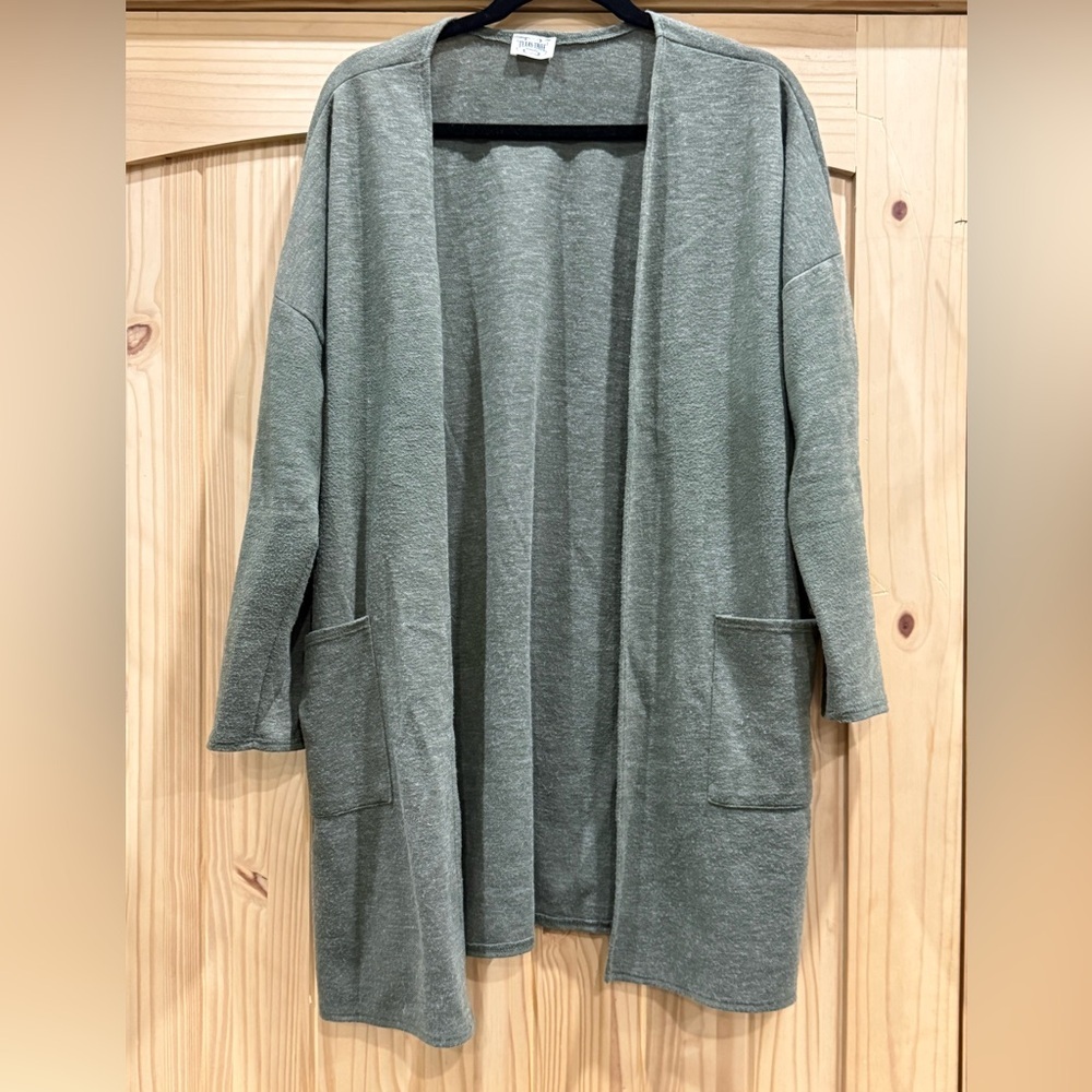 Open-Front Lightweight Cardigan Sweater - Sage Green